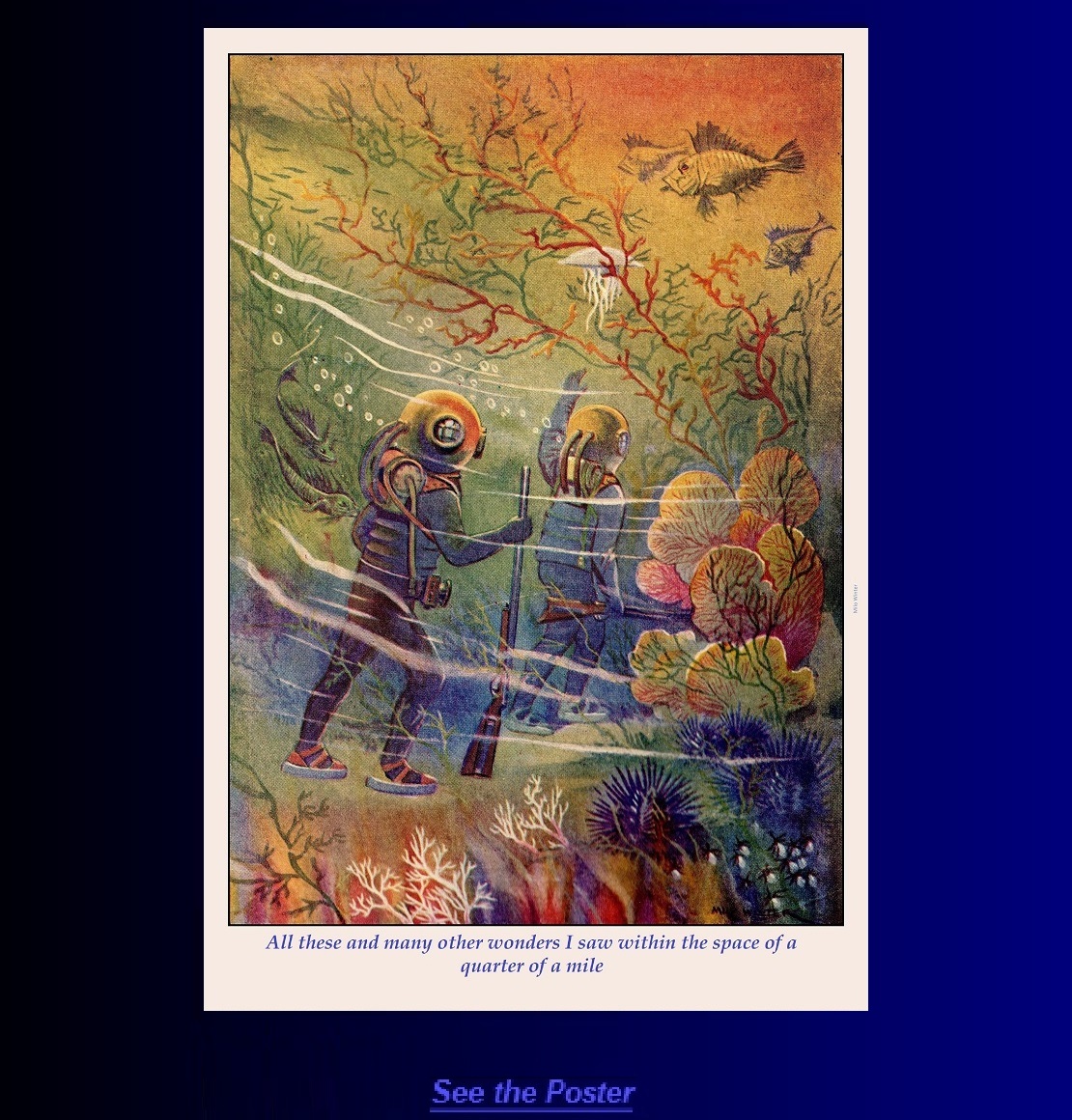 Graphic poster: Walking through undersea wonders